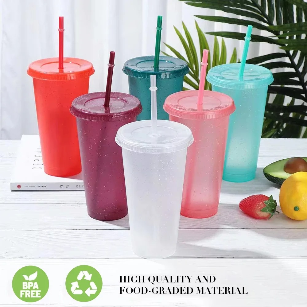 Training Cup Straw - Gobelets à paillettes pour fête d'été,