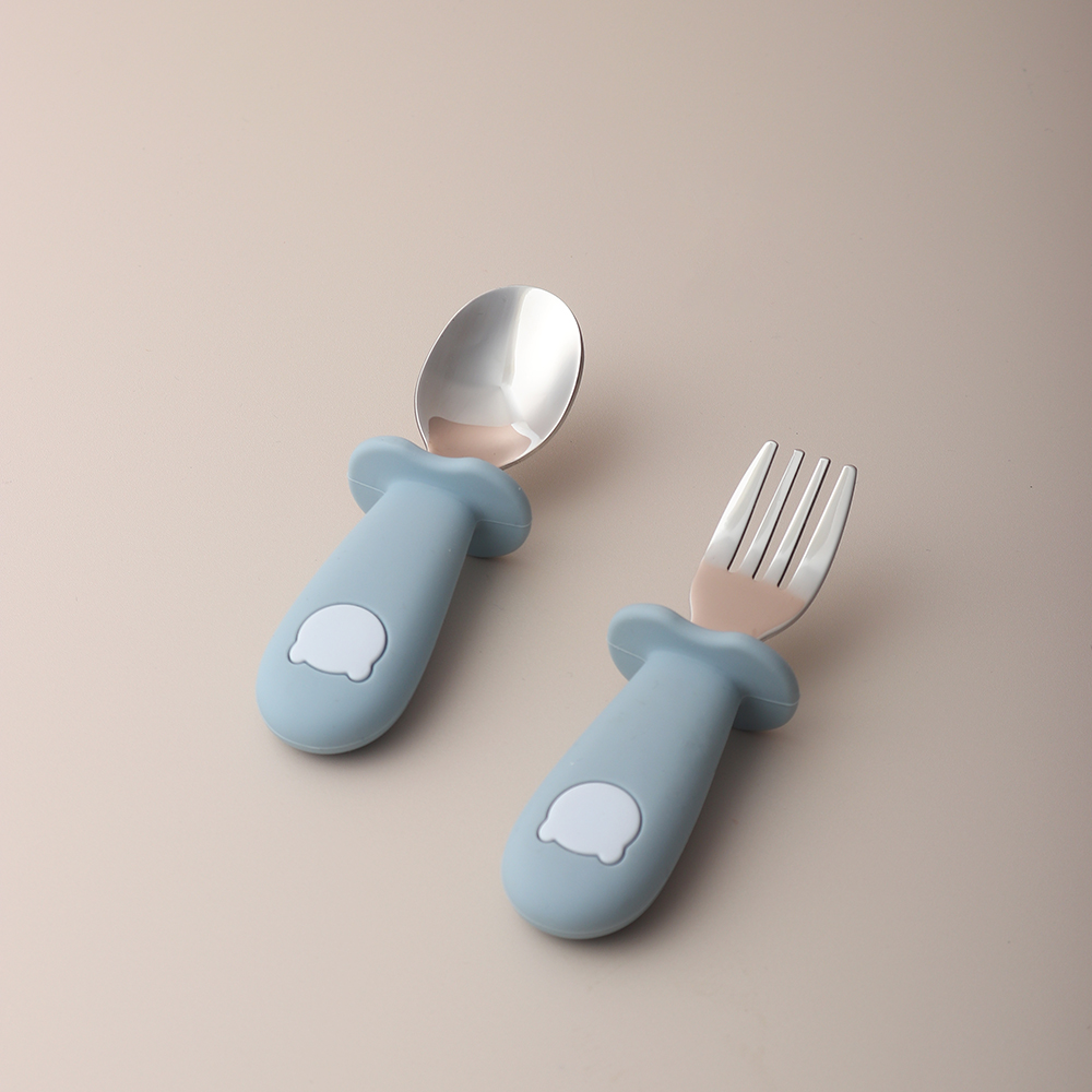 Cuillère et fourchette en sili - Baby Food Utensil avis et prix